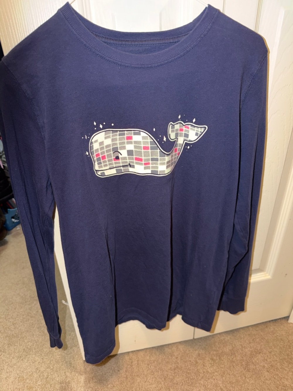 Vineyard Vines Navy Long-Sleeve Whale Patch Tee